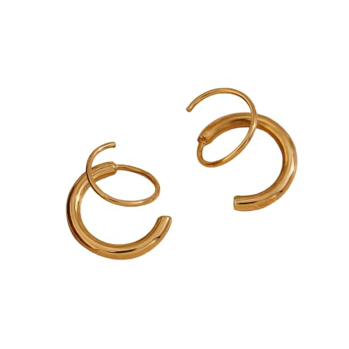 Lumi Hoops 18K PVD Gold Plated Hoop Earrings for Women | Stainless Steel | Waterproof, Hypoallergenic, Water Resistant | Lightweight Everyday Fashion Jewelry Gift-image-32
