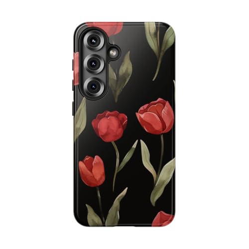Coque Samsung S25 motif floral tulipe rouge de qualité