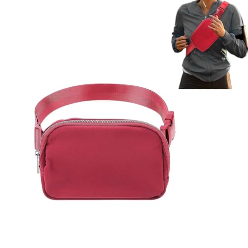 ウエストポーチ 大容量 ウエストバッグ レディース メンズ 防水 軽量 クロスボディバッグ ランニング ポーチポータブル ショルダー財布 ファニーパック ジム アウトドア 旅行 登山 仕事 作業用 (レッド)