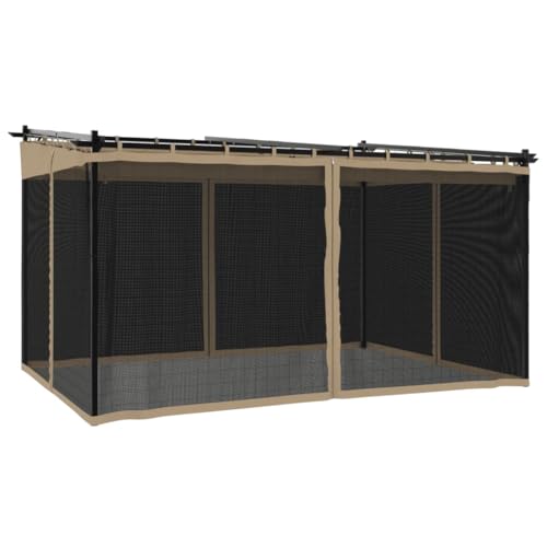 Tonnelle avec parois en filet taupe 4x3 m acier