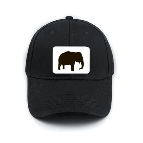 Casquette de baseball noire broderie éléphant noir avec sangle ajustable