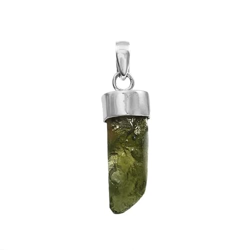 atharv JEWELS 925 Sterling silver Natural Moldavite Gemstone Pendant for women,Gemstone pendant for necklace,wedding gift,available in size (3.7 X 1 cm)
