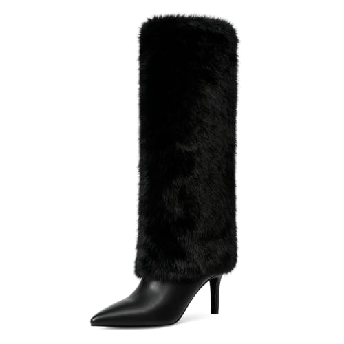 Image of VIUGJNEX Fold Over Boots for Women Fall Tall Knee High Boots