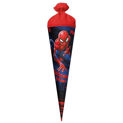Cornet surprise Spiderman ROTH de 70 cm avec fermeture en dentelle rouge pour la rentrée scolaire