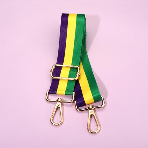 Image of Mardi Gras Purse Strap Replacement Mask Fleur De Lis Purse Strap Purple Crossbody Bag Strap Parade Party Favors