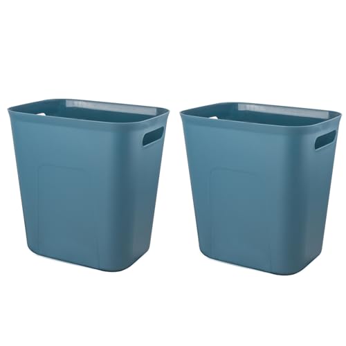 Image of UUJOLY Plastic Small Bathroom Trash Can, 3.5 Gallon, Bluish Green, 2 Pack