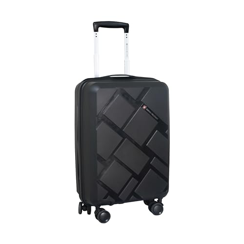 Image of SWISS MILITARY Starkey Hard-Top 20 Inch Polypropylene (PP) Black Luggage Trolley Bag | Lightweight | 41 Liters, Cabin Size Luggage Trolley Bag (Small)