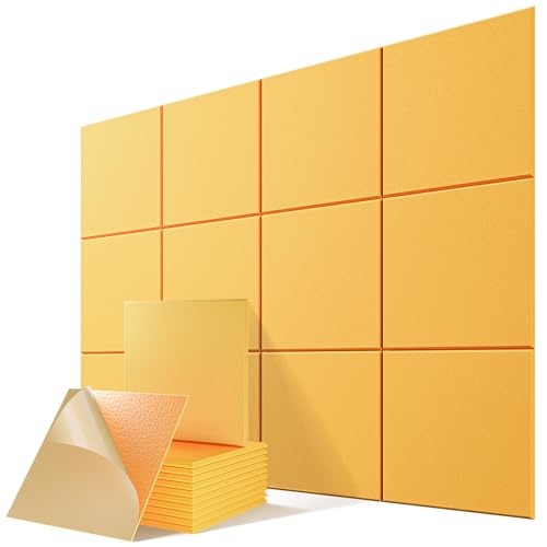 Image of 12 Pack Self-Adhesive Sound Proof Foam Panels for Walls 12 inchx12 inchx0.4 inch Fabric
