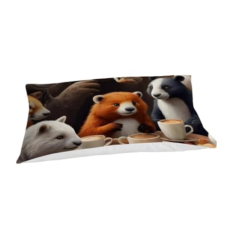 Housse de couette animaux 135x200cm imprimé 3D microfibre infroissable pour lit fille - 7