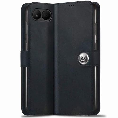 Image of TheGiftKart Genuine Leather Finish Flip Back Cover Case for OnePlus Nord 4 5G | Inbuilt Pockets & Stand | Wallet Style | Designer Button | Flip Cover Back Case for OnePlus Nord 4 (Faux Leather, Black)