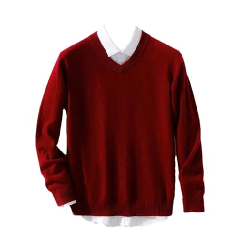 Rfmfkkg Cashmere Blend Sweater Men's Pullover Knitwear Business Casual Loose V-Neck Knitted Undershirt