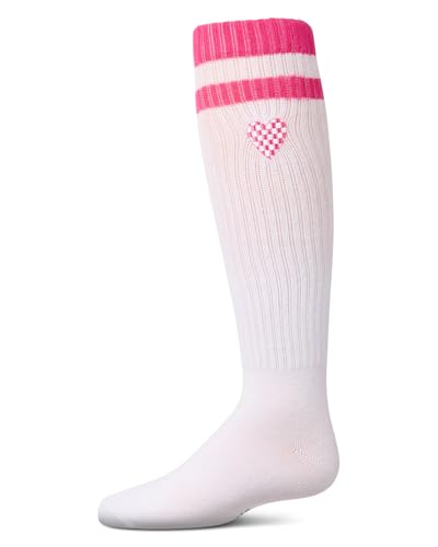 MeMoi Girls Ribbed Varsity Stripe Checkered Heart Cotton Rich Knee Sock2