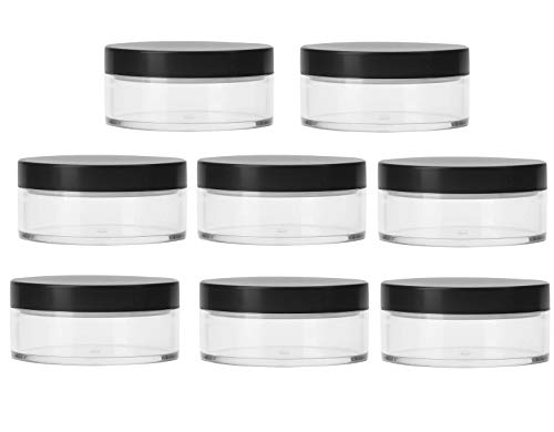 Bekith 8 Pack 50G Plastic Empty Puff Case 50ml Makeup Case Travel Kit Makeup Cosmetic Jars Containers With Sifter and Lids