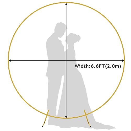 Image of Wokceer Round Backdrop Stand 6.6FT Gold Metal Circle Balloon Arch Frame | Metal Circle Backdrop Stand Gold Round Arch for Wedding Birthday Party Bridal Baby Shower Anniversary Event Ceremony