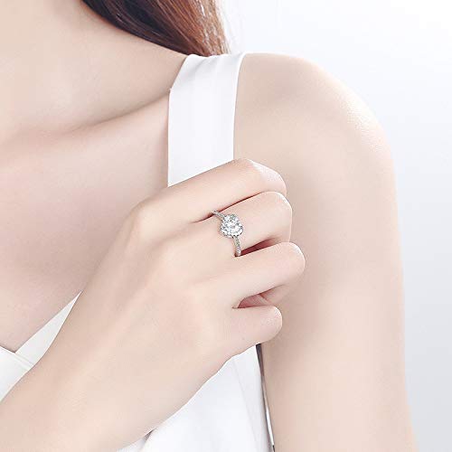 GEBSKI Elegant 925 Sterling Silver Heart-Shaped Cubic Zirconia Ring for Women, 14K White Gold Plated Adjustable Band, Sparkling Simulated Diamond Engagement Ring, Hypoallergenic Fine Jewelry for Her2