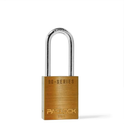 Image of PACLOCK's SR-90A Padlock, 2 inch Tall Hardened Steel Shackle, High Performance 6-Pin Cylinder, Keyed Differently w / 2 Keys, Orange