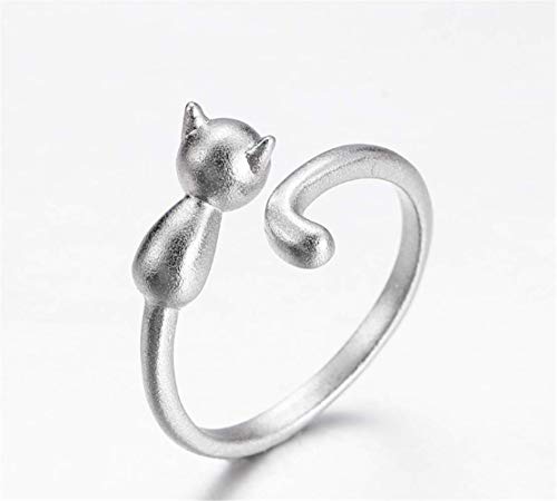 DDLBiZ Ring für Damen, 925er Sterlingsilber, niedliches Katzenmotiv