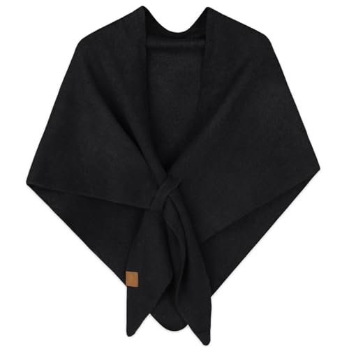 EXTREE Scarfs for Women Pashmina Silky Shawl Wrap for Evening Dressing Blanket Open Front Poncho Cape Aia-black