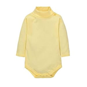 CuteOn bébé Garçons Filles Solide Couleur De base Col roulé Coton Bodysuit Top – Jaune clair 24 Mois