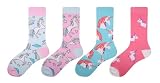 Wish Island Women's 4/5 Packs Animal Socks Unicorn Gifts Cotton Crew Novelty Socks (Unicorn - 4 pairs)