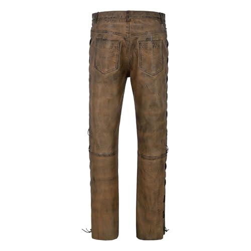 Men's 'Classic' Fit Motorcycle Casual Fashion Cowboy Western Leather Pants4