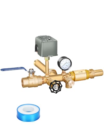 1x 11 Well Pressure Tank Tee Kit with 40-60Psi Pressure Switch Ball Valve