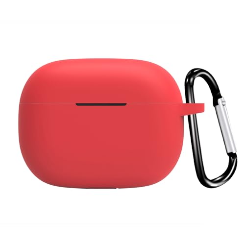 Image of New Silicone Case Compatible with Realme Buds T310 & Realme Buds N1, Soft Silicone 360 Full Protection Dust-Proof Shockproof Case Cover with Hook (Cover Only) (Red)