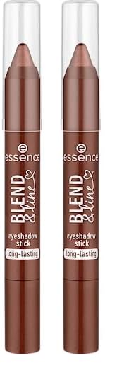 Essence Cosmetics Sombra de ojos en barra blend y line, de larga duración, de gran pigmentación, con grasas, reluciente, metalizado, 1.8g (Paquete de 2)