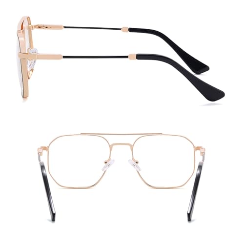 Lunettes de soleil carrées en métal chic pour femme style décontracté