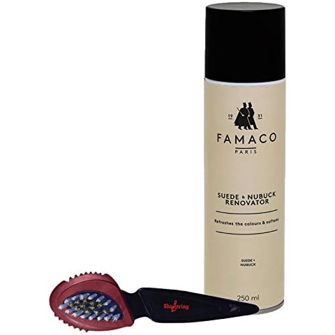 Famaco Suede/Nubuck Shoe and Bag Renovator Spray with Suede Cleaning Buzz Brush (Navy) Cover