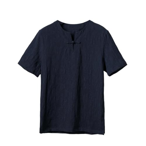Chemise en lin homme jacquard style chinois haut de gamme à manches courtes coupe d'été