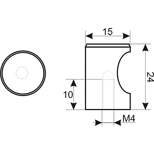 OBF Grimme Alasco 72 0522 47 Designer Drawer Knob, Diameter 15 mm, Furniture Knob, Cylindrical Depth 24 mm, Aluminium, Diameter 18 mm - Image 2