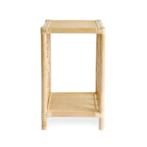 Image of Multi-Purpose Side Table 2-Tier for Living Room, Bedroom & Office - Wooden Top End Table with Storage Shelf, Modern Corner Piece