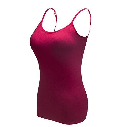 Ibeauti Womens Camisoles Tops with Built in Padded Bra Basic Breathable Tank Top (S, Wine)