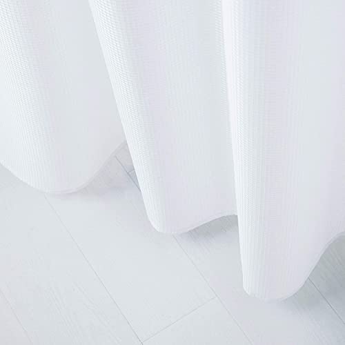 Waffle Weave Shower Curtain With Liner Sets - Modern Shower Curtain For Bathroom With Mesh Top Window - Premium Quality Fabric Snap Shower Curtain #TOP6