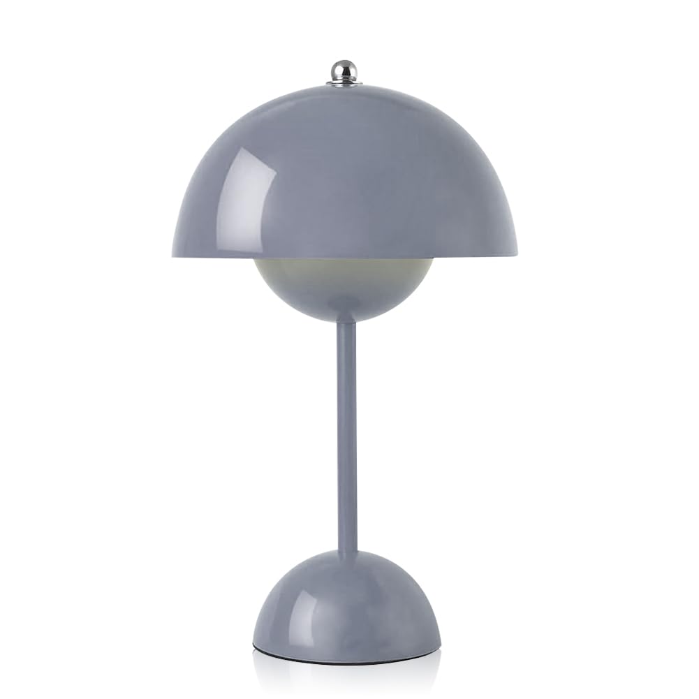 FOGARI Lámpara de mesa regulable, lámpara Flowerpot, lámpara de seta inalámbrica, lámpara LED regulable, 3 colores de luz ajustables, batería interna recargable con cable de carga USB, [clase