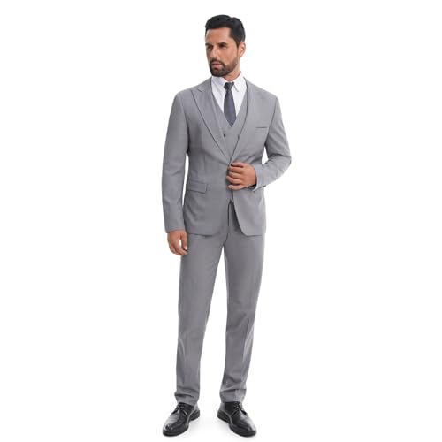 Men's 3 Piece Slim Fit Suit Set One-Button Tuxedo Jacket Vest & Pants for Wedding Prom Business3