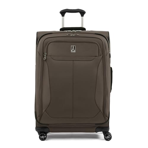 Image of Travelpro Tourlite Softside 25 inch Expandable Luggage with 4 Spinner Wheels, Lightweight Suitcase, Checked Medium, Espresso Brown