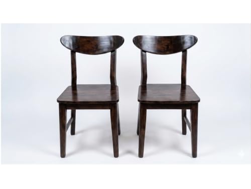 Image of Solid Sheesham Wood Dining Chair | Wooden Back Cut Dining Chair Set of 2 | Chairs for Dining Room | Study Room | Office | Finish Color - Walnut Finish |