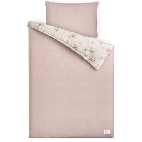lulumoon Juego de Ropa de Cama Infantil de Muselina de 100 x 135 cm, Funda nórdica de 100 x 135 cm y Funda de Almohada de 40 x 60 cm, de algodón, Ligera y cómoda (Margarita, 100x135 + 40x60 cm)
