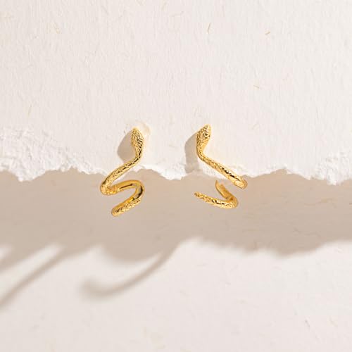 VRIUA Womens Snake Earrings - 14K Gold Plated Serpent Earrings Hypoallergenic Snake Stud Earring Everyday Trendy Jewelry4