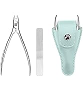 Cuticle Nippers in Leather Case, Extremely Sharp Effortless Professional Cuticle Trimmer, 7mm Ful...