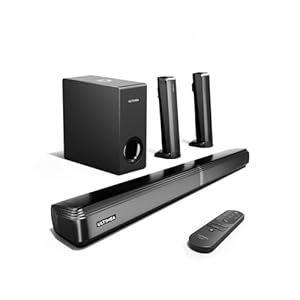4.1-Kanal Soundbar für TV Geräte mit Subwoofer, App, teilbare 2-in-1 Soundbar für Fernseher, Bluetooth 5.3, TV Lautsprecher mit 3 EQ-Modi, HDMI-ARC/Optisch/Aux, Apollo S50, 2025 Version