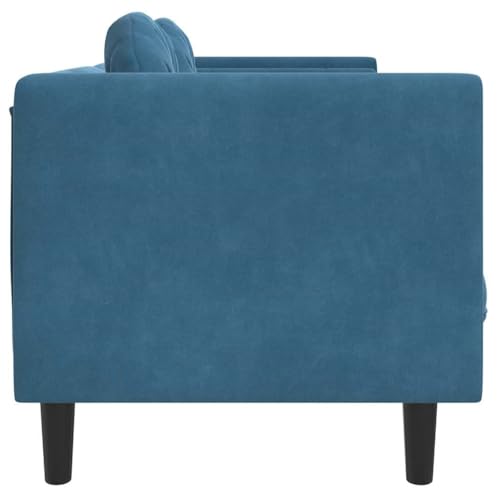 Willood Sofa mit Kissen 3-Sitzer Blau Samt, Polstersofa Loungesofa Couch für Wohnzimmer, Designsofa Wohnzimmersofa Sitzmöbel, Modern – Bild 7