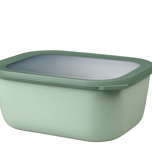 Mepal Multi Bowl Cirqula Rectangular - Mikrowellen Geschir - Geeignet als Luftdichte Aufbewahrungsbox für den Kühlschrank, Mikrowellengeschirr & als Frischhaltedosen - 3000 ml - Nordic sage