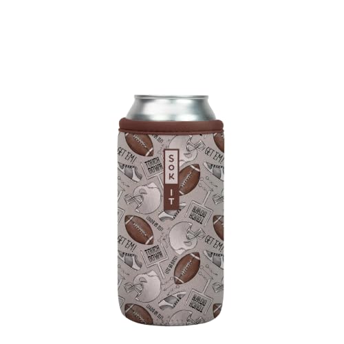 Sok It CanSok Sleeve for Beer & Soda Insulated Neoprene Cover (Football, 16oz Can Sleeve)