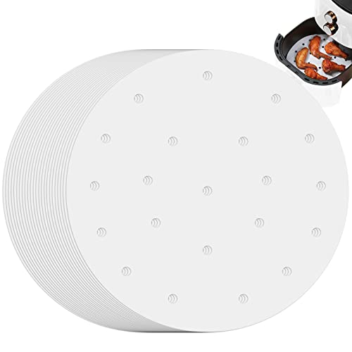 Lot de 200 feuilles de papier parchemin perforé de 21,6 cm - Pour friteuse à air chaud - Liners - Papier de cuisson rond - Papier perforé de Dessert Cover