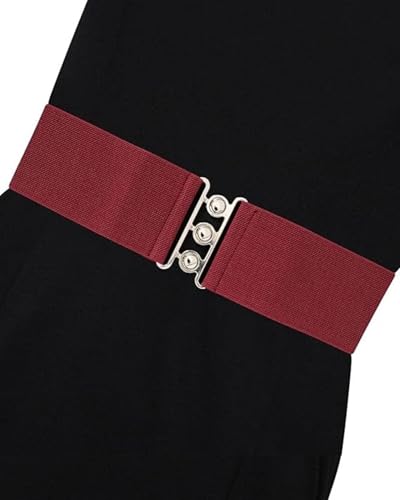 Ro Rox Vintage Retro Style 1950's Elasticated Wide Nurse Belt US 2-20 (Burgundy, Medium)