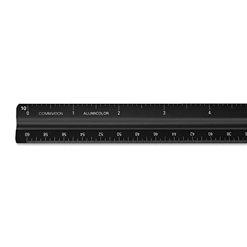 Image of Alumicolor Aluminum Combination Solid Drafting Scale, 12IN, Black