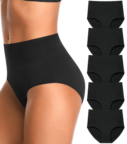 Image of IROCUE High Waisted Postpartum Underwear Womens Cotton Underwear Soft Breathable Full Coverage Stretch Panties Multipack